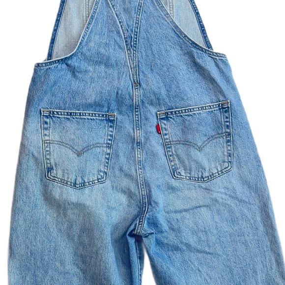 #87 LEVI’S ~ Classic Light Wash Distressed Denim Overalls - Picture 8 of 10